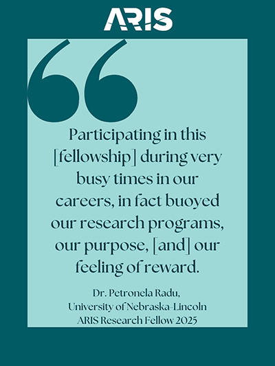 Petronela Radu quote: Participating in this [fellowship] during very busy times in our careers, in fact buoyed our research programs, our purpose, [and] our feeling of reward.